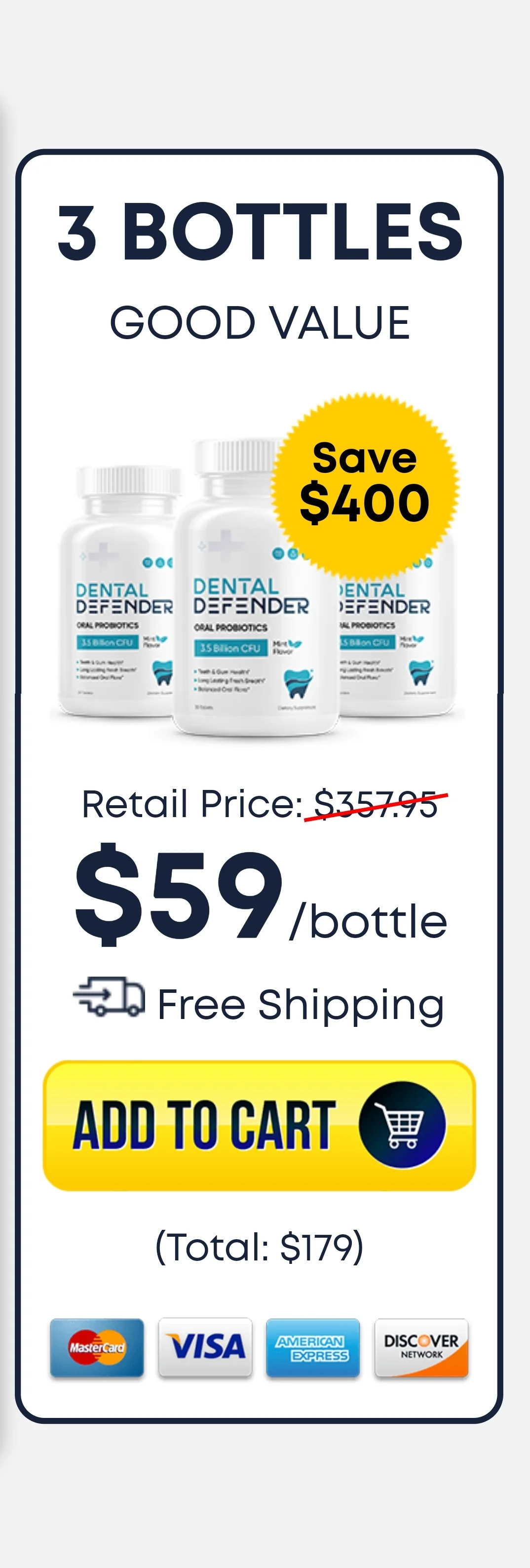 Dental Defender™ 3 bottles pricing